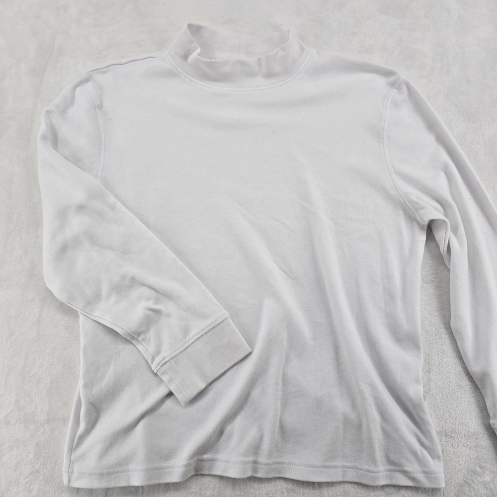 Speculation Top Womens L Mock Neck‎ White Long Sleeve Cotton Blend Basic 6780